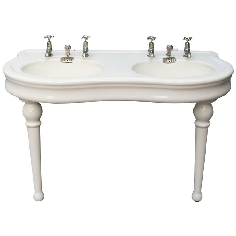 French Reclaimed Delafon Style Double Basin For Sale at 1stDibs