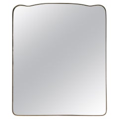 Large Vintage Brass Framed Wall Mirror, Italy, 1950s