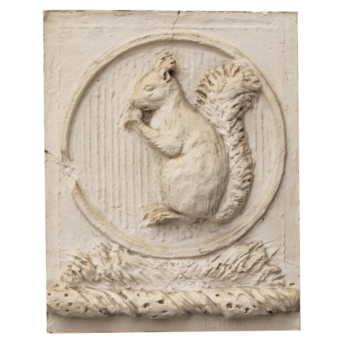 Antique Plaster Wall Plaque of a Squirrel