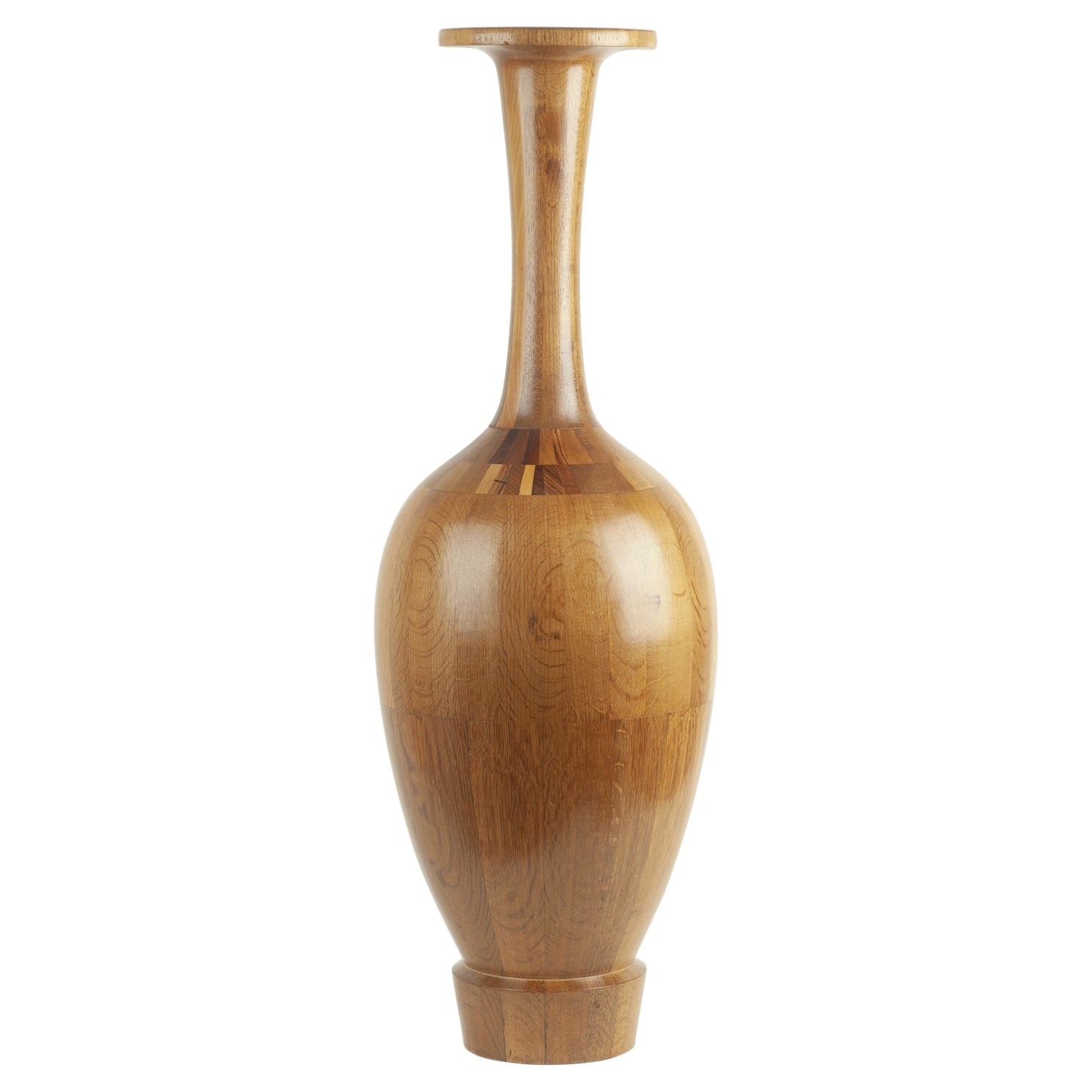 Tall Wooden Vase by Maurice Bonami, Attributed to De Coene Frères For Sale