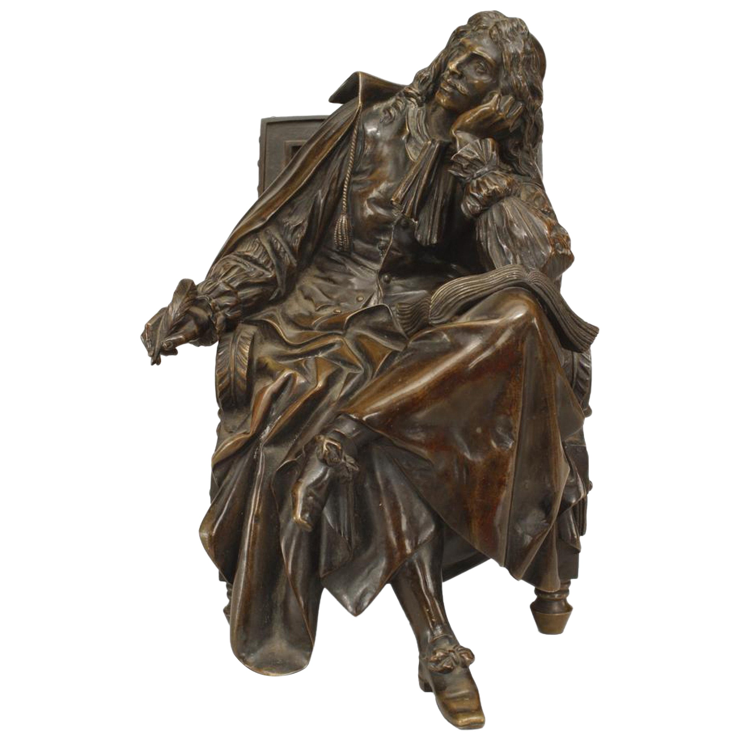 Französische Pradier-Bronzefigur aus dem 19. Jahrhundert, signiert