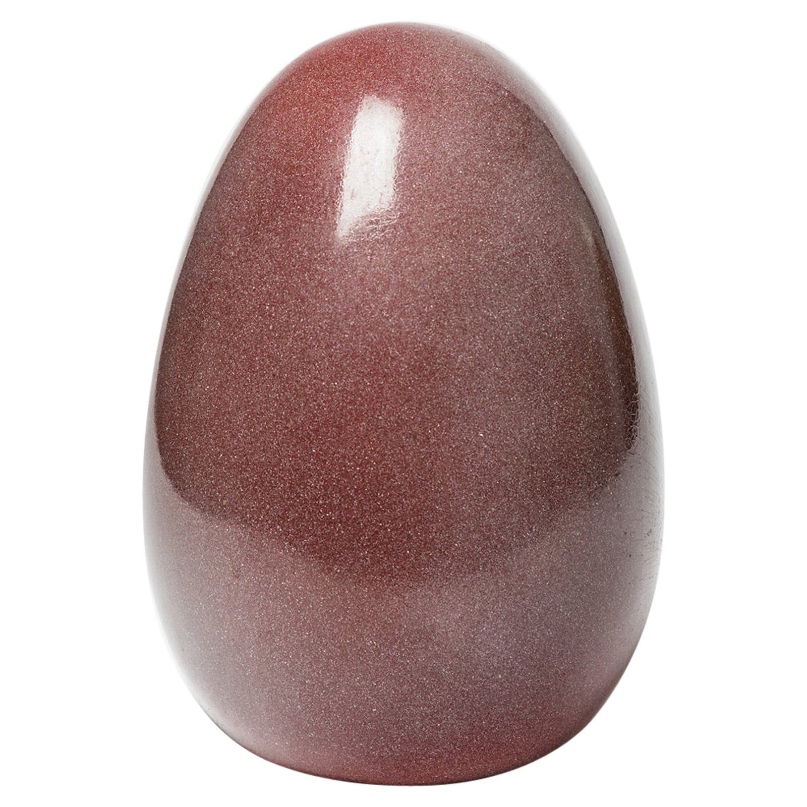 Light Red Ceramic Egg Decoration French Production in Style of Pol Chambost For Sale