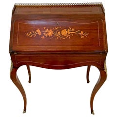  Antique Victorian French Inlaid Rosewood Freestanding Bureau/Desk