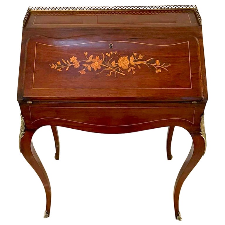 Antique Victorian French Inlaid Rosewood Freestanding Bureau/Desk For Sale  at 1stDibs | french victorian desk, victorian bureau