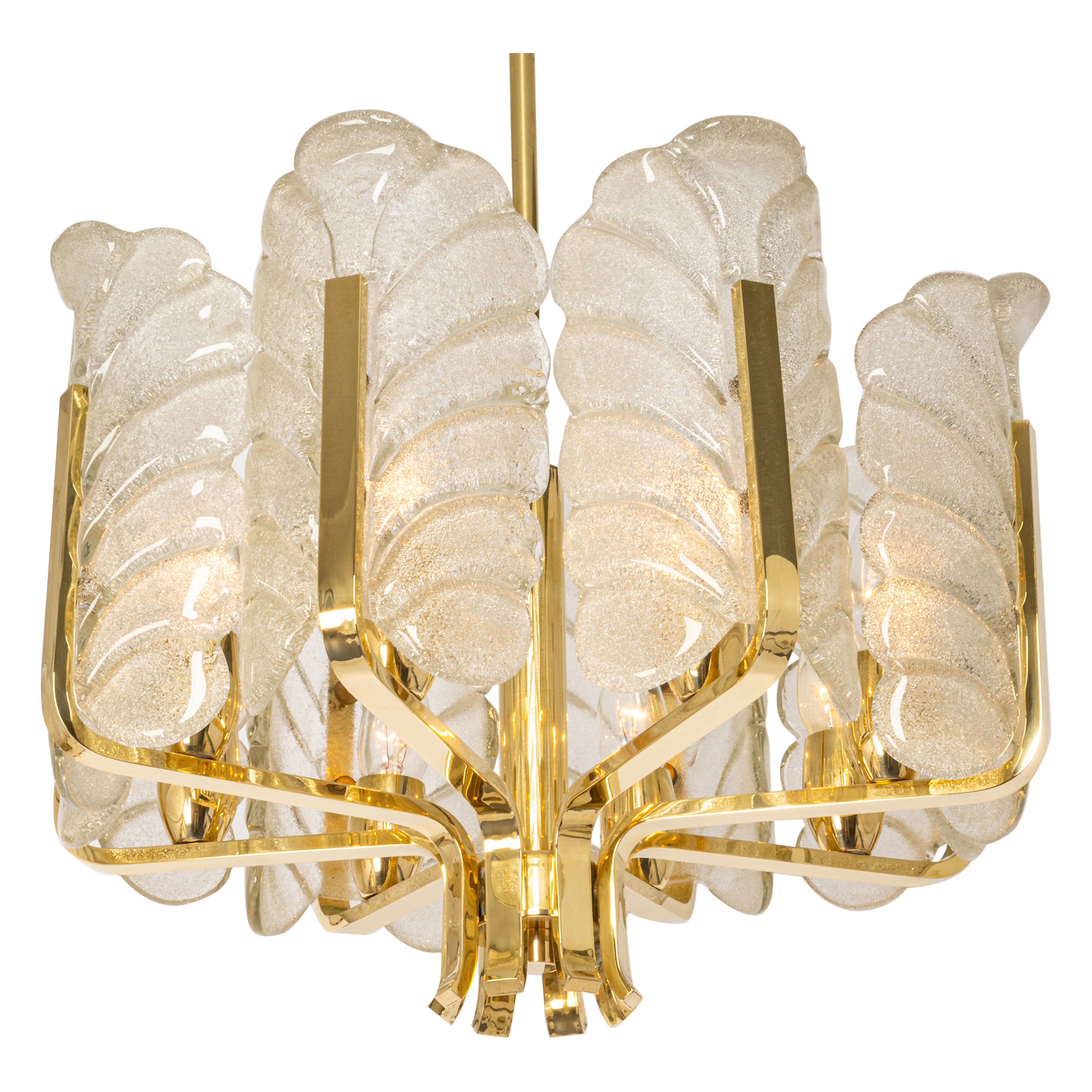 1 of 4 Stunning Carl Fagerlund Chandelier Murano Glass Leaves, 1960s For Sale
