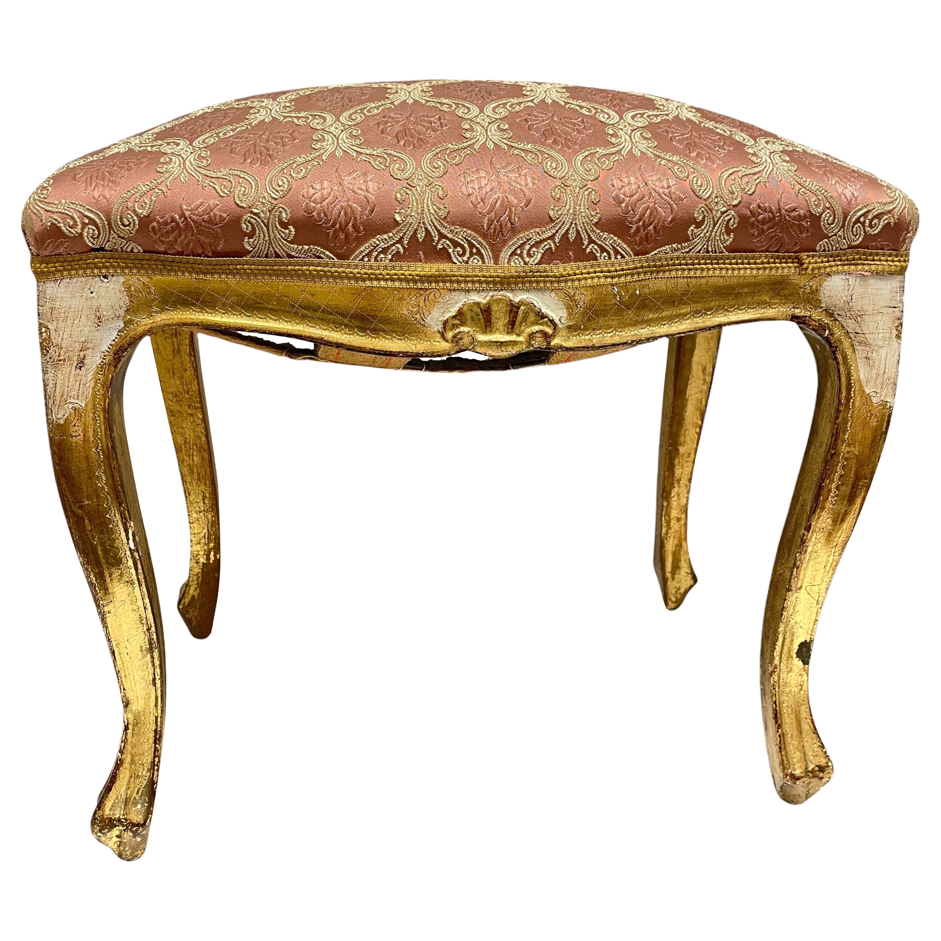 Beautiful Tole Hollywood Regency Stool or Foot Rest, Italy, 1930s For Sale