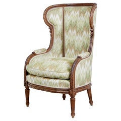 19th Century French Walnut Wingback Armchair