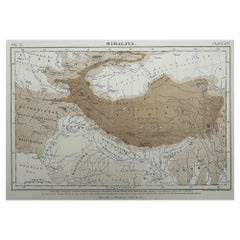 Original Antique Map of the Himalayas, India. 1889