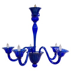 Italian Venetian Murano Blue Glass Chandelier