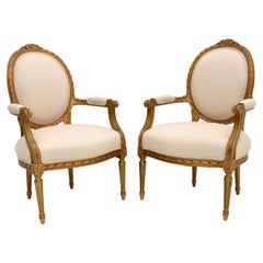 Pair of Antique French Gilt Wood Salon Chairs