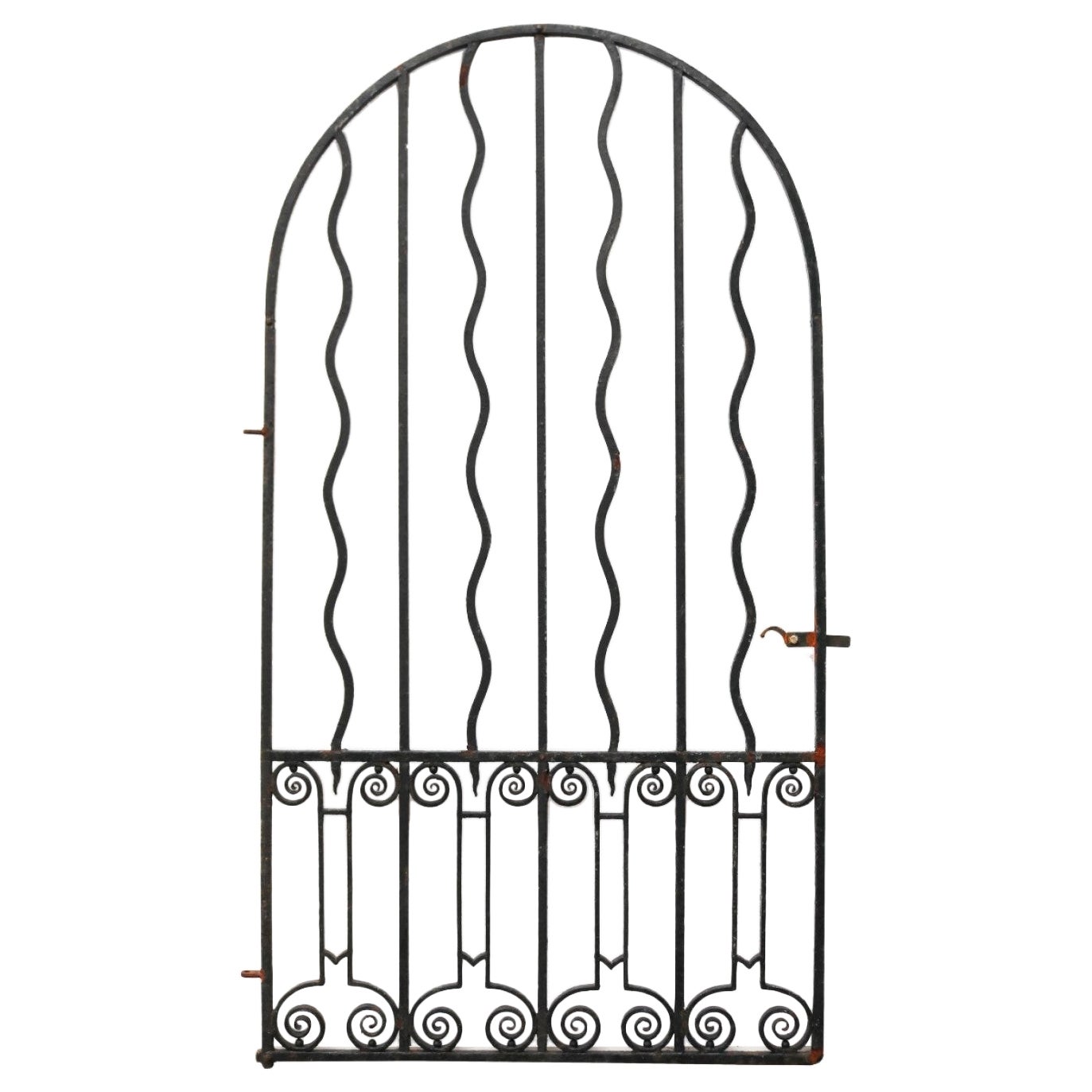 Reclaimed Arched Wrought Iron Gate For Sale