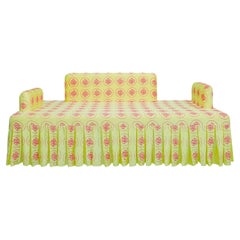 "Vitamin D" Hand-Embroidered Yellow and Magenta Silk Sofa