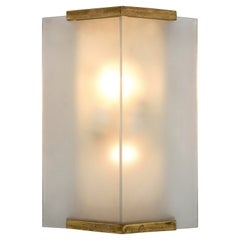 Wall Light in Brass and Frosted Glass