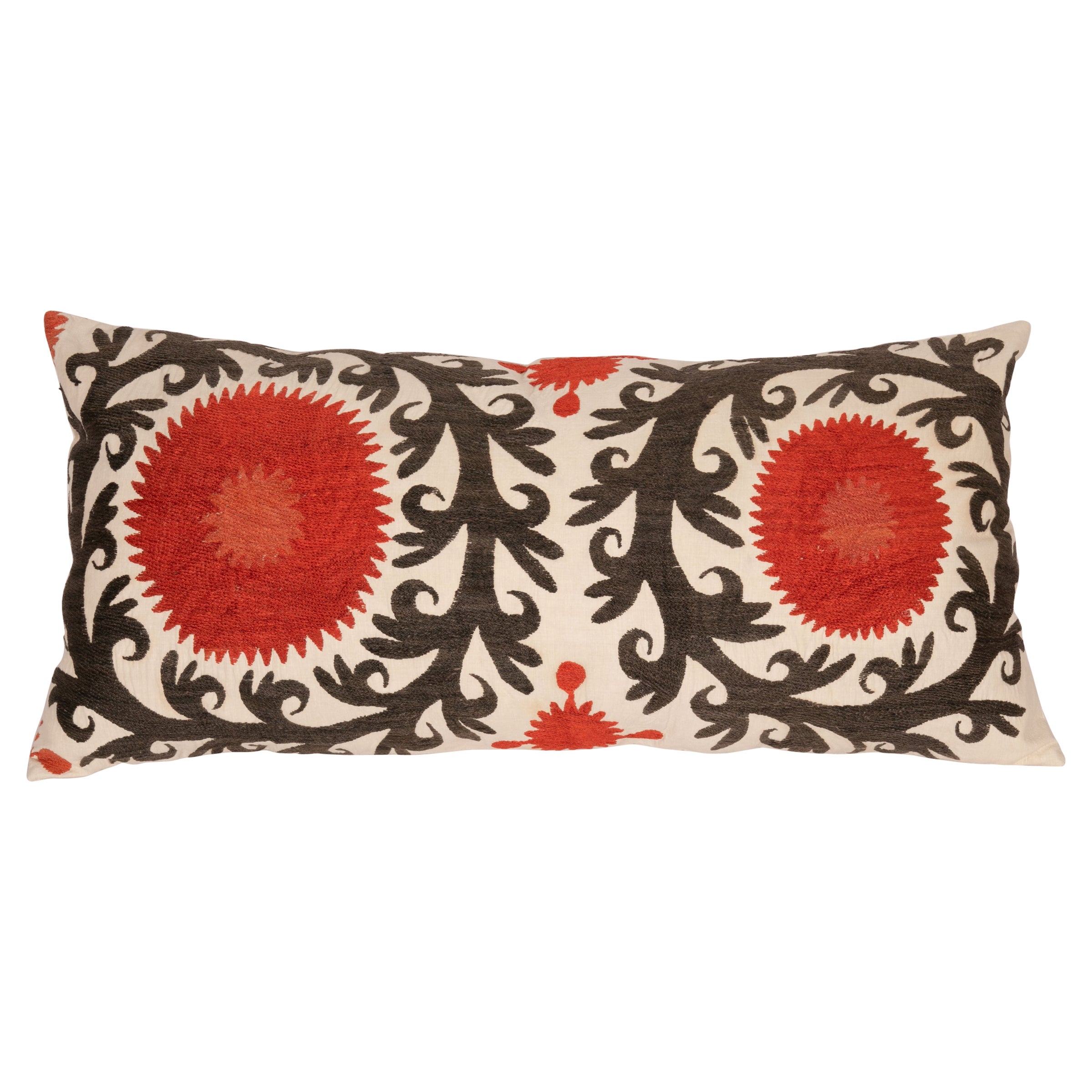 Lumbar Pillow Case Made from an Early 20th C. Suzani, 1920s For Sale