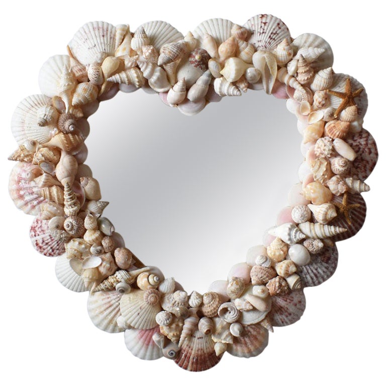 Coastal Heart Shape Sea Shell Encrusted Mirror