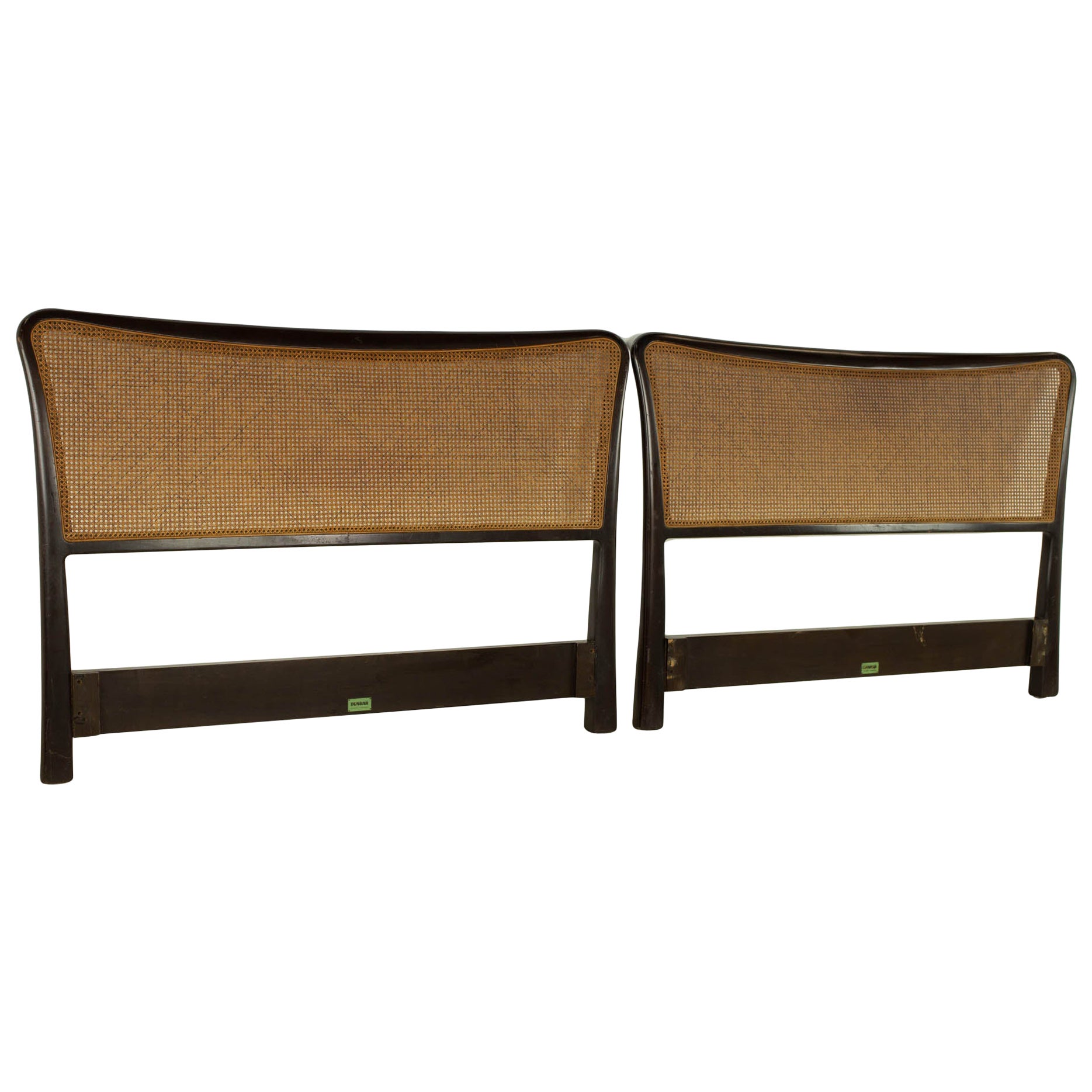 Edward Wormley for Dunbar Mid Century 2 Piece Cane King Headboard For Sale