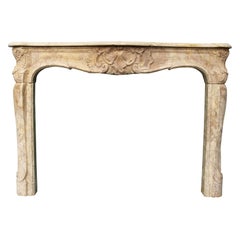 Antique Louis XV Style Carved Sarrancolin Marble Mantel