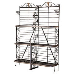 Retro Early 20th Century French Painted Iron and Brass Baker's Rack