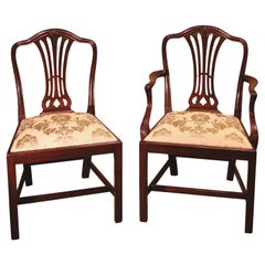 Antique Set of 14 Late 19th Century Mahogany Hepplewhite Style Dining Chairs