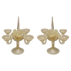 Pair of Italian Venetian Murano Glass Candelabras