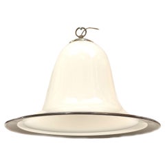 Italian Midcentury Murano White Glass Bell Lantern