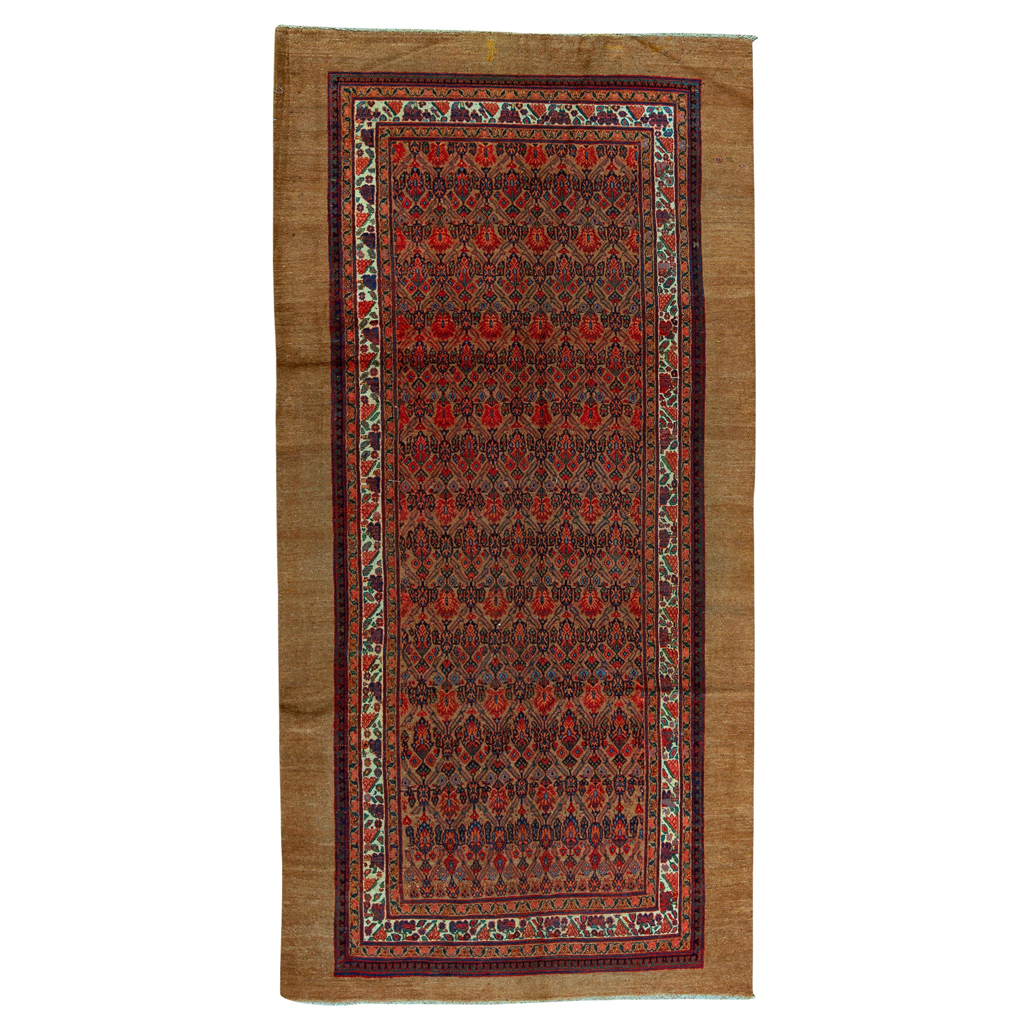   Antique Persian Fine Traditional Handwoven Luxury Wool Multi Rug For Sale