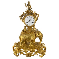 Louis XV Style French Empire Gilt Bronze Elephant Clock