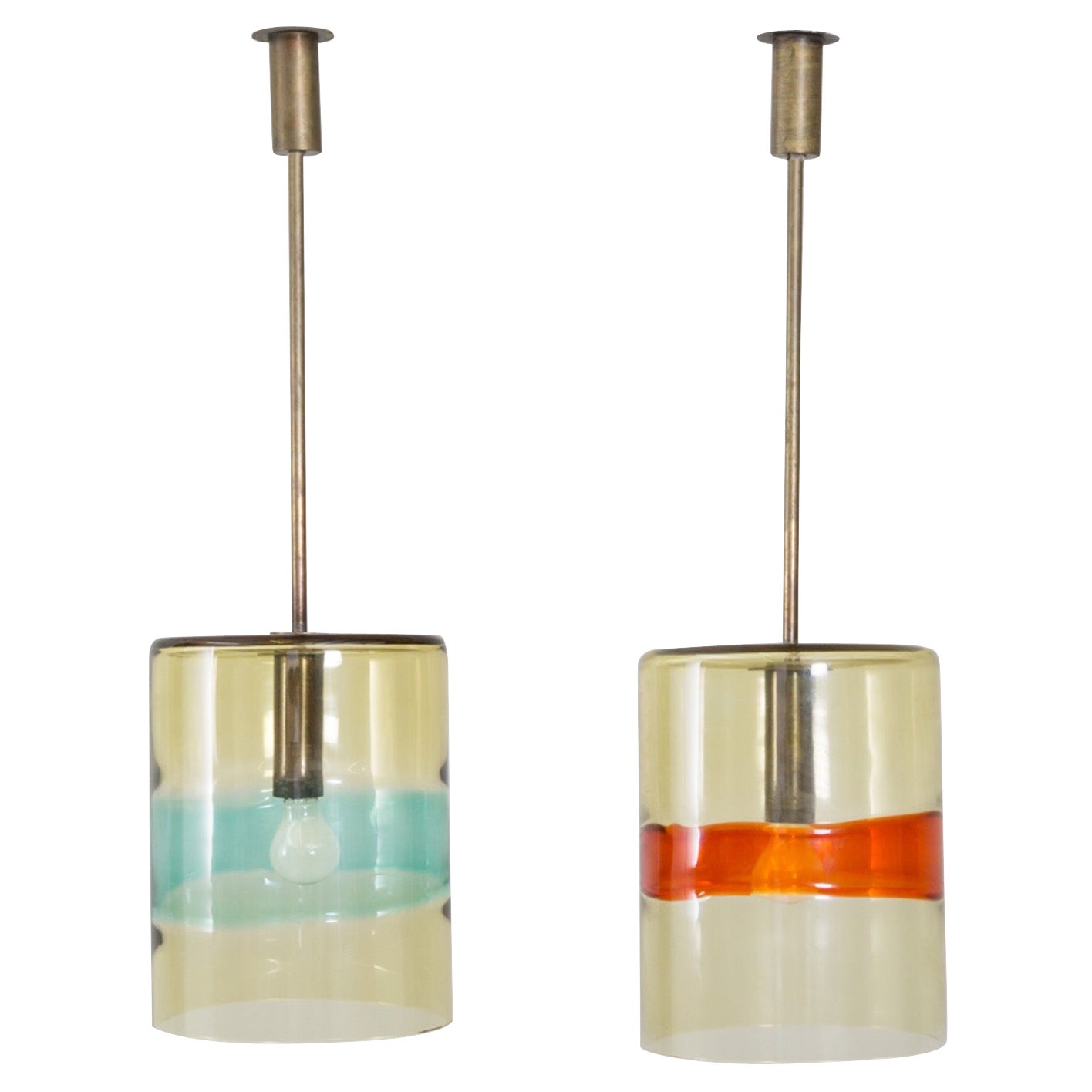 Pair of Pendants, Handblown Glass, Flavio Poli/Seguso, 1958