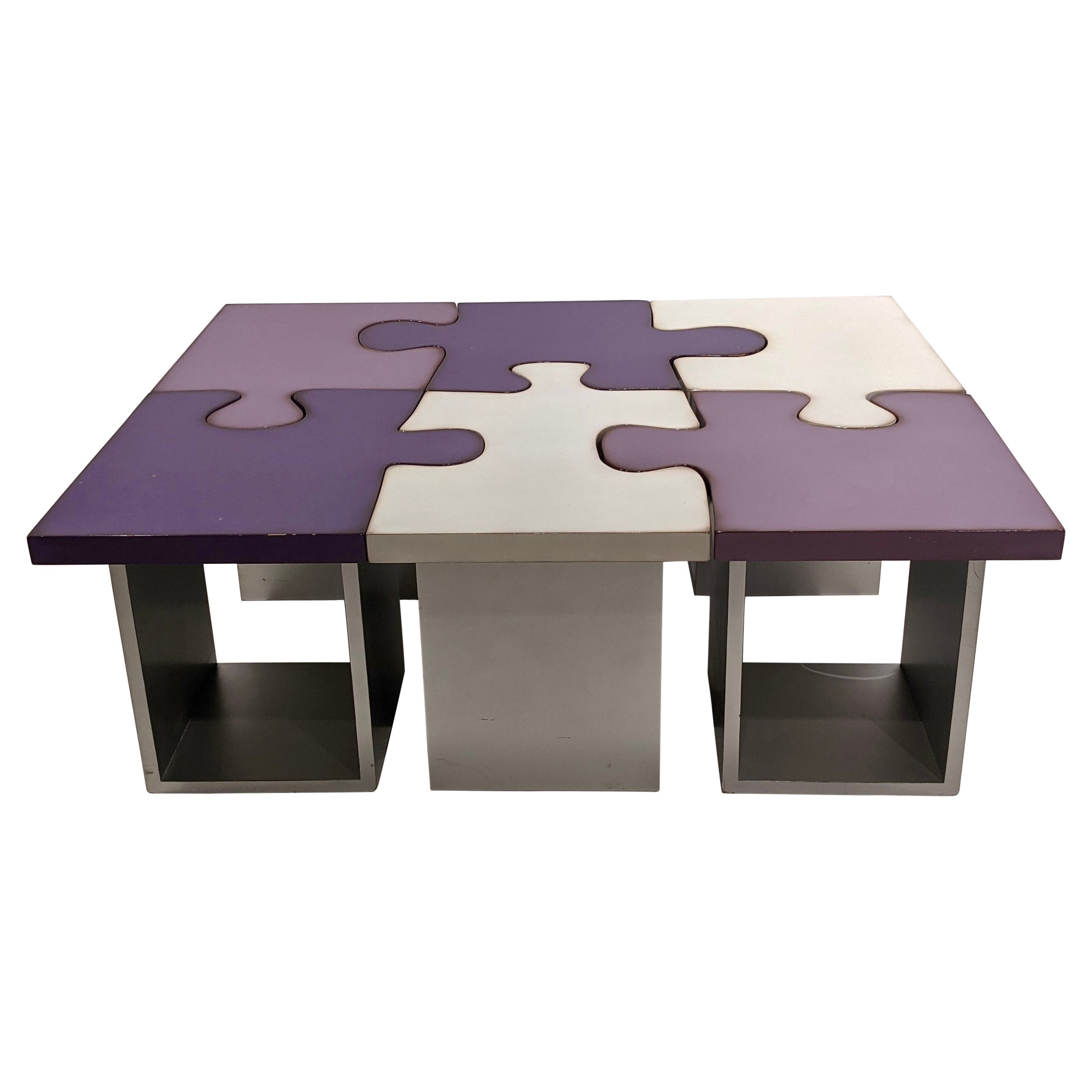 Puzzle Table For Sale at 1stDibs | puzzle desk, puzzle piece coffee table,  puzzle coffee table