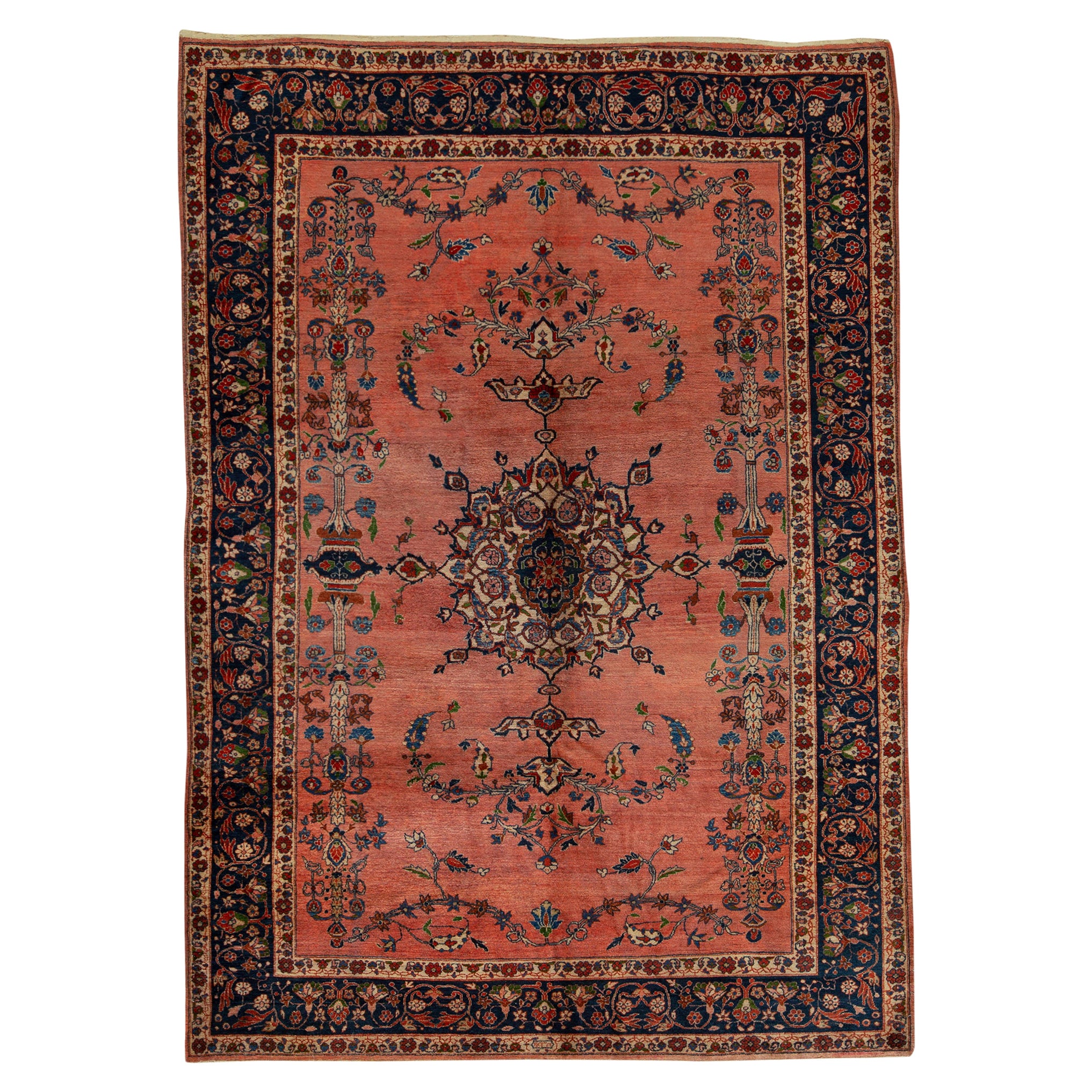 Antique Persian Fine Traditional Handwoven Luxury Wool Multi Rug