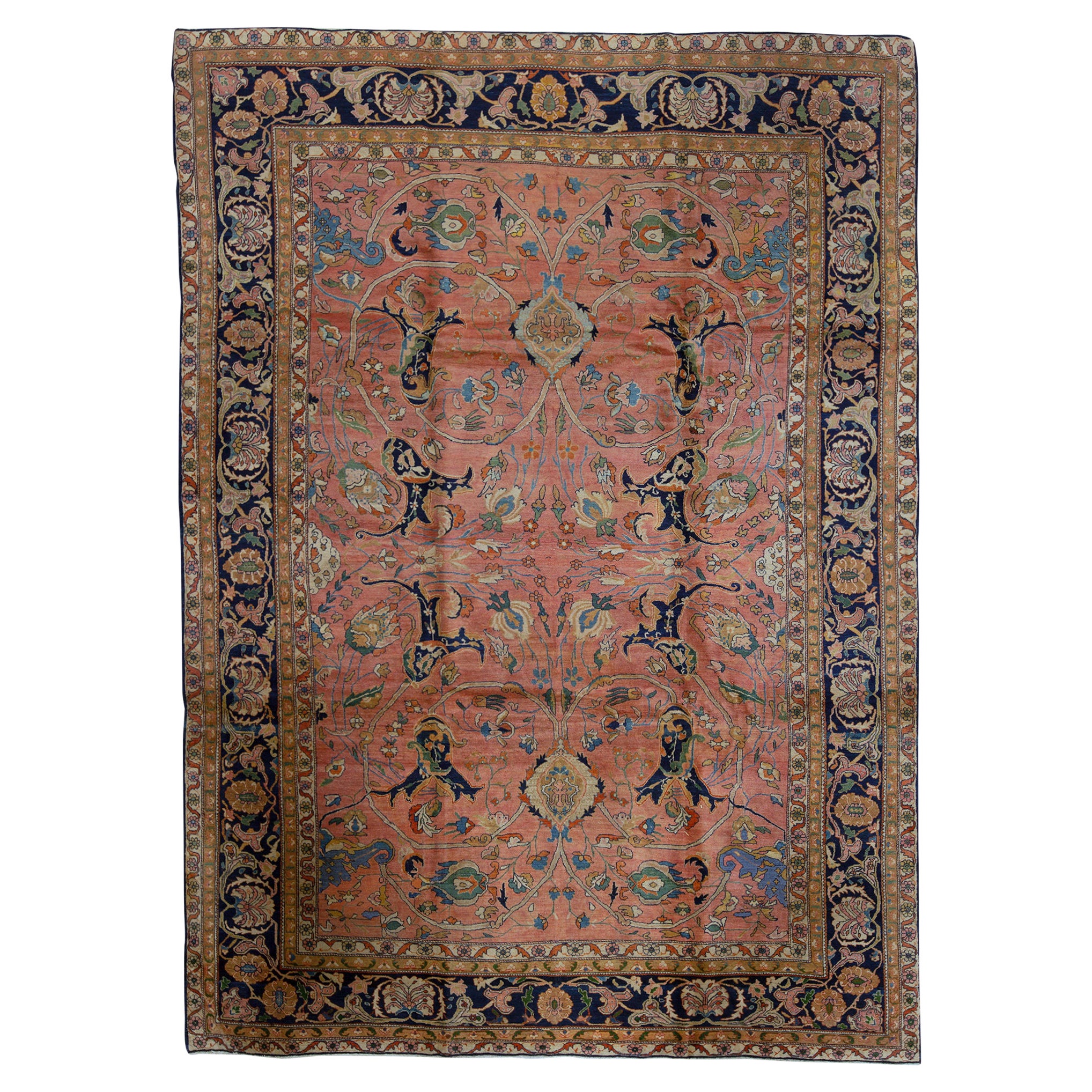 Antique Persian Fine Traditional Handwoven Luxury Wool Multi Rug