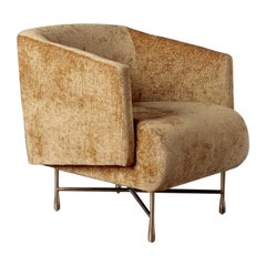 Kelly Wearstler Bijoux Lounge Chair with Cast Brass Legs, Gold Chenille