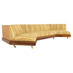 Adrian Pearsall Mid Century Walnut and Velvet Boomerang Storage Sofa