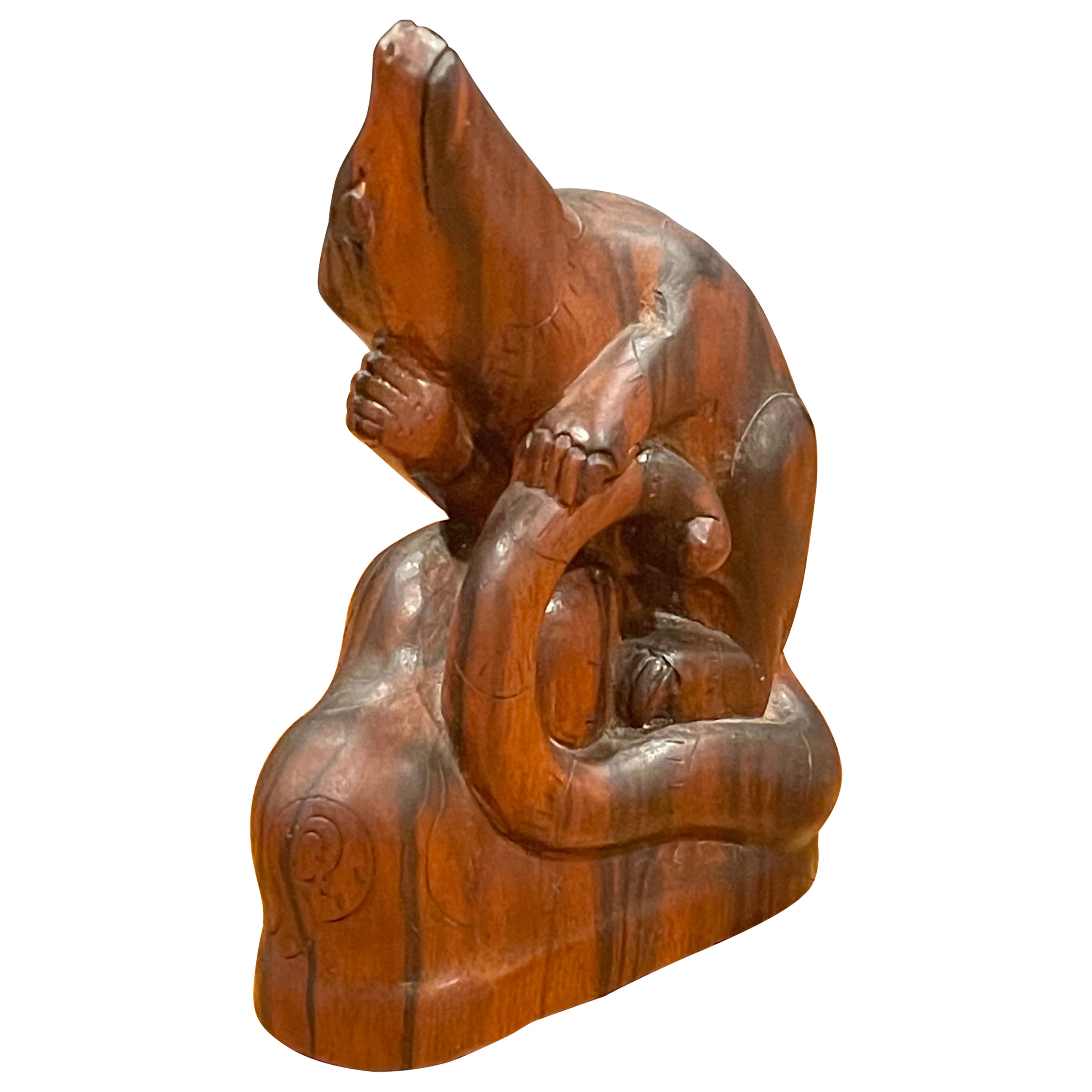 Mid-Century Rat / Rodent Carving / Sculpture in Rosewood For Sale