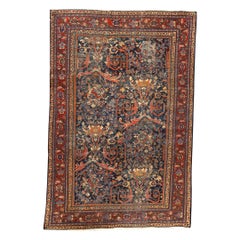   Vintage Persian Fine Traditional Handwoven Luxury Wool Navy / Rose Rug