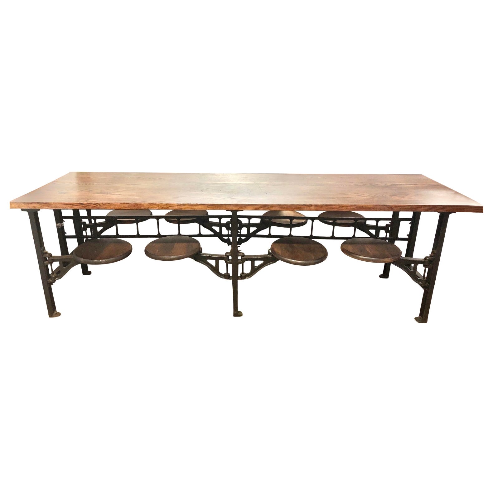 1920s American Table 8 Swing Out Lunchroom Table