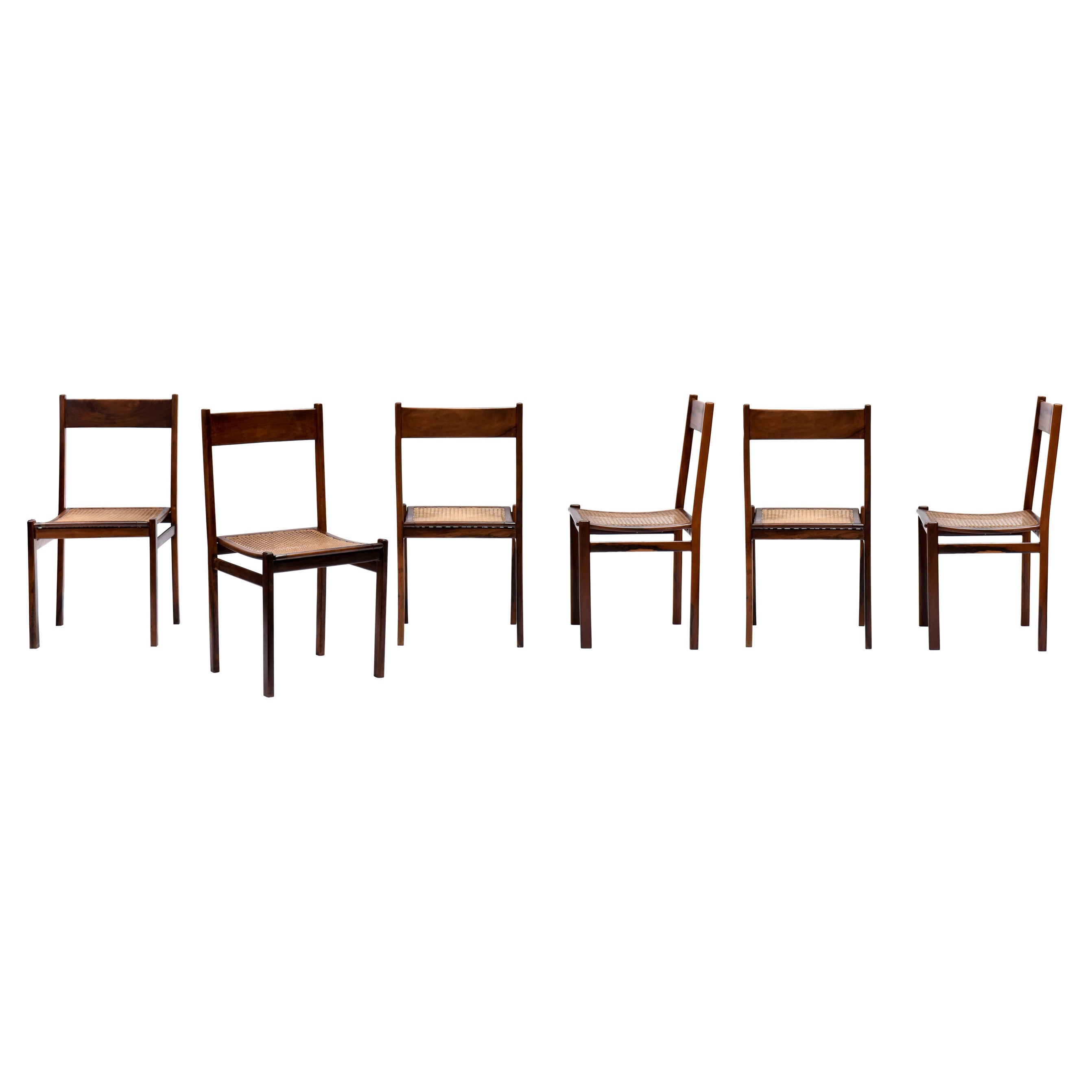 Set of 6 Chairs in Brazilian Wood by Joaquim Tenreiro For Sale