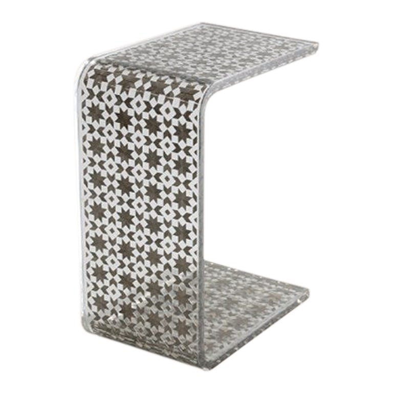 C Resin Side Table, Contemporary Side Table Silver For Sale