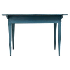 Blue 19th Century Swedish Gustavian Country Table or Desk