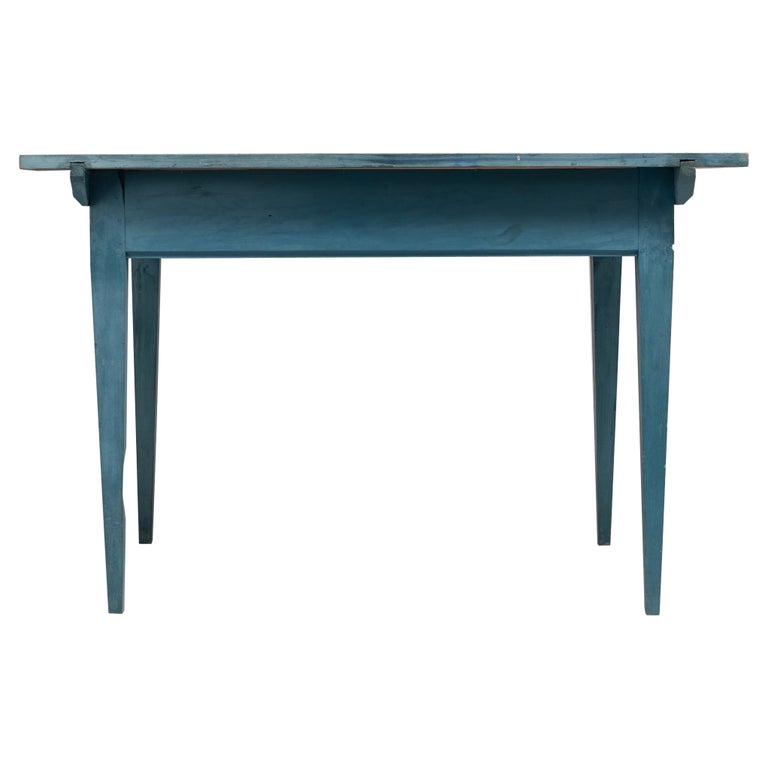 Blue 19th Century Swedish Gustavian Country Table or Desk