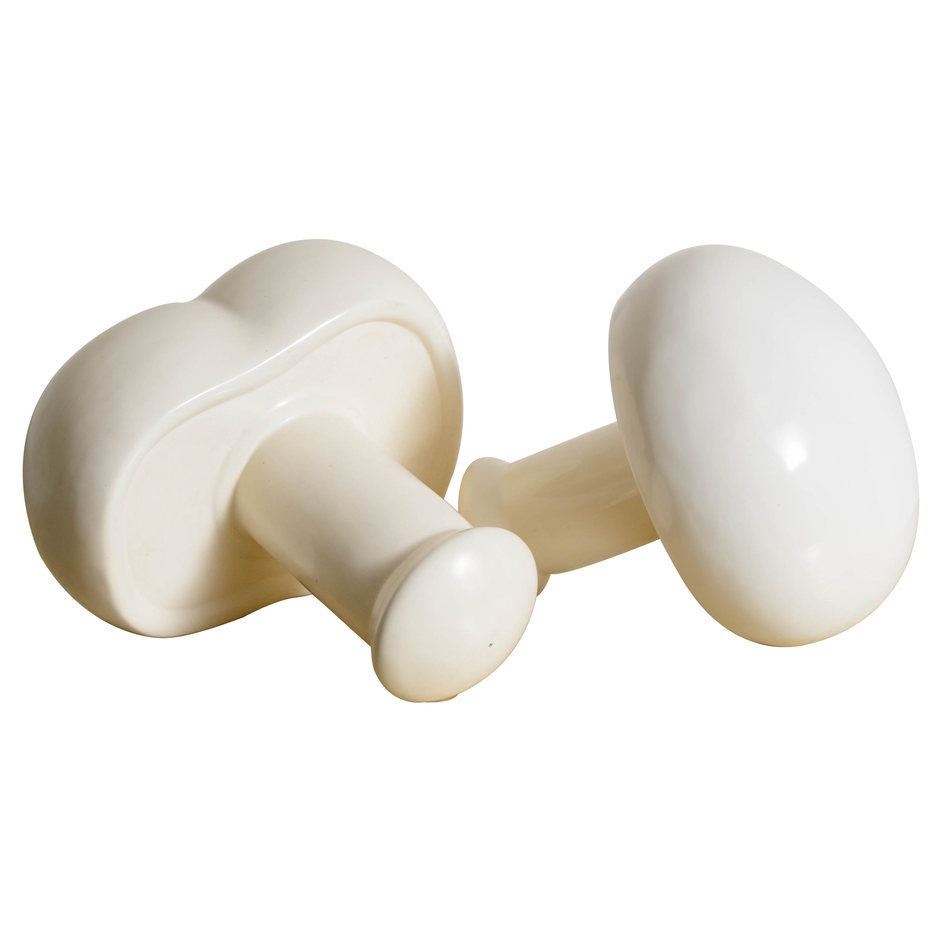 Set of Mushroom Sculptures in Cream Lacquer by Robert Kuo, Limited Edition