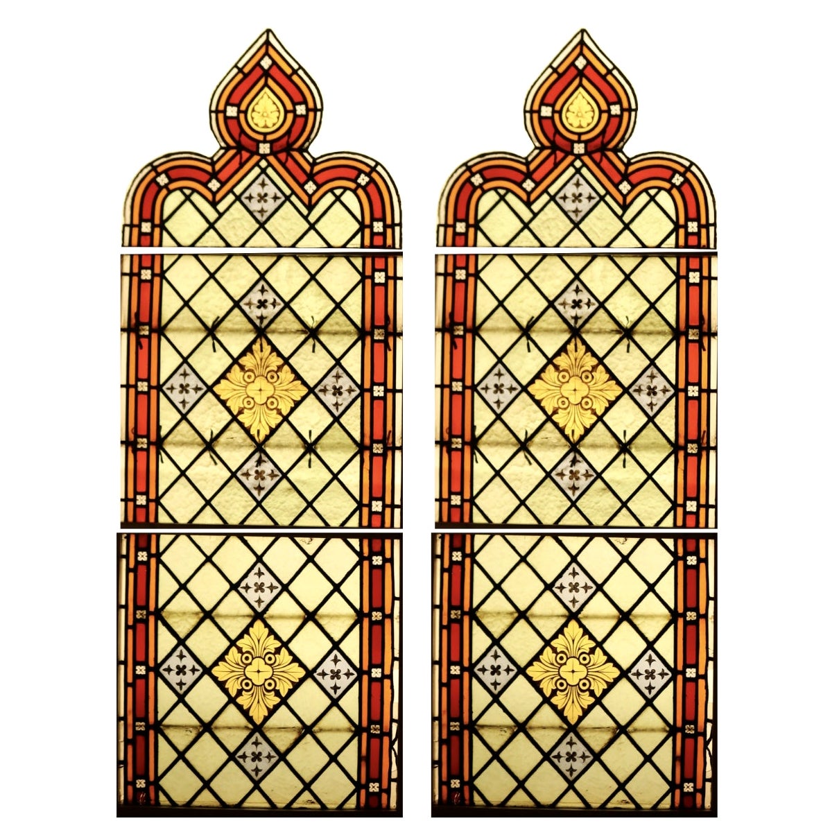 Large Arched Stained Glass Church Window at 1stDibs