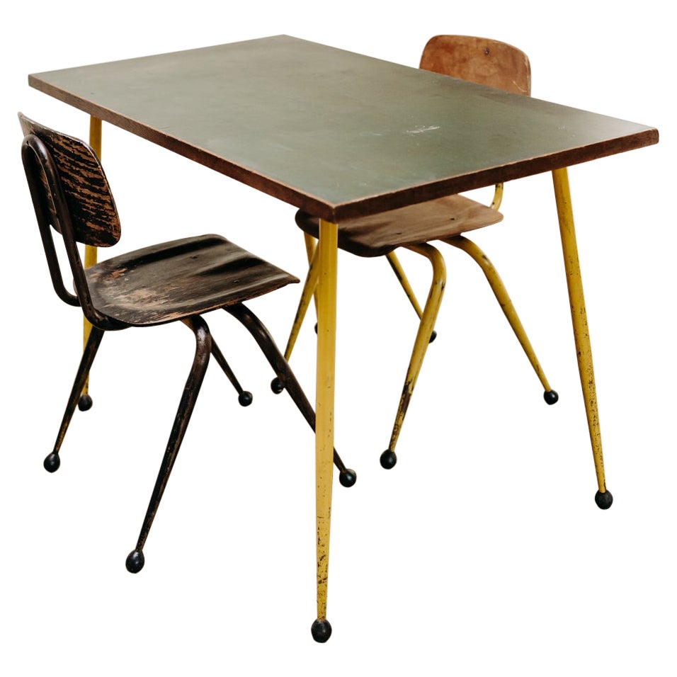 Industrial Table and Two Chairs by Dave Chapman For Sale