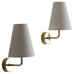 Josef Frank, Wall Lights, Brass, Fabric, Svenskt Tenn, Sweden, 1950s