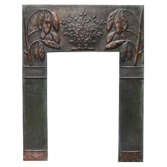 Vintage Arts and Crafts Style Reclaimed Copper Mantel Insert