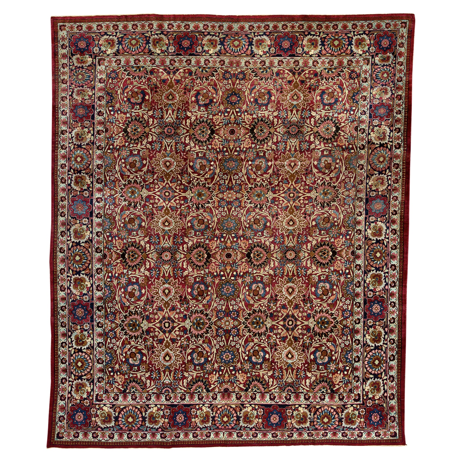   Antique Persian Fine Traditional Handwoven Luxury Wool Multi Rug For Sale