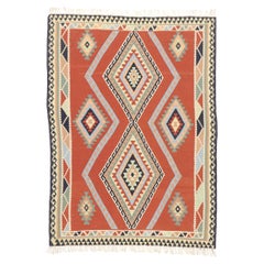 Vintage Persian Shiraz Kilim Rug, Pacific Northwest Meets Luxury Lodge