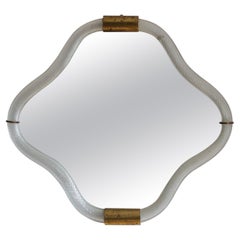 Barovier & Toso, Organic Mirror, Brass, Murano Glass, Mirror, Italy, 1950s