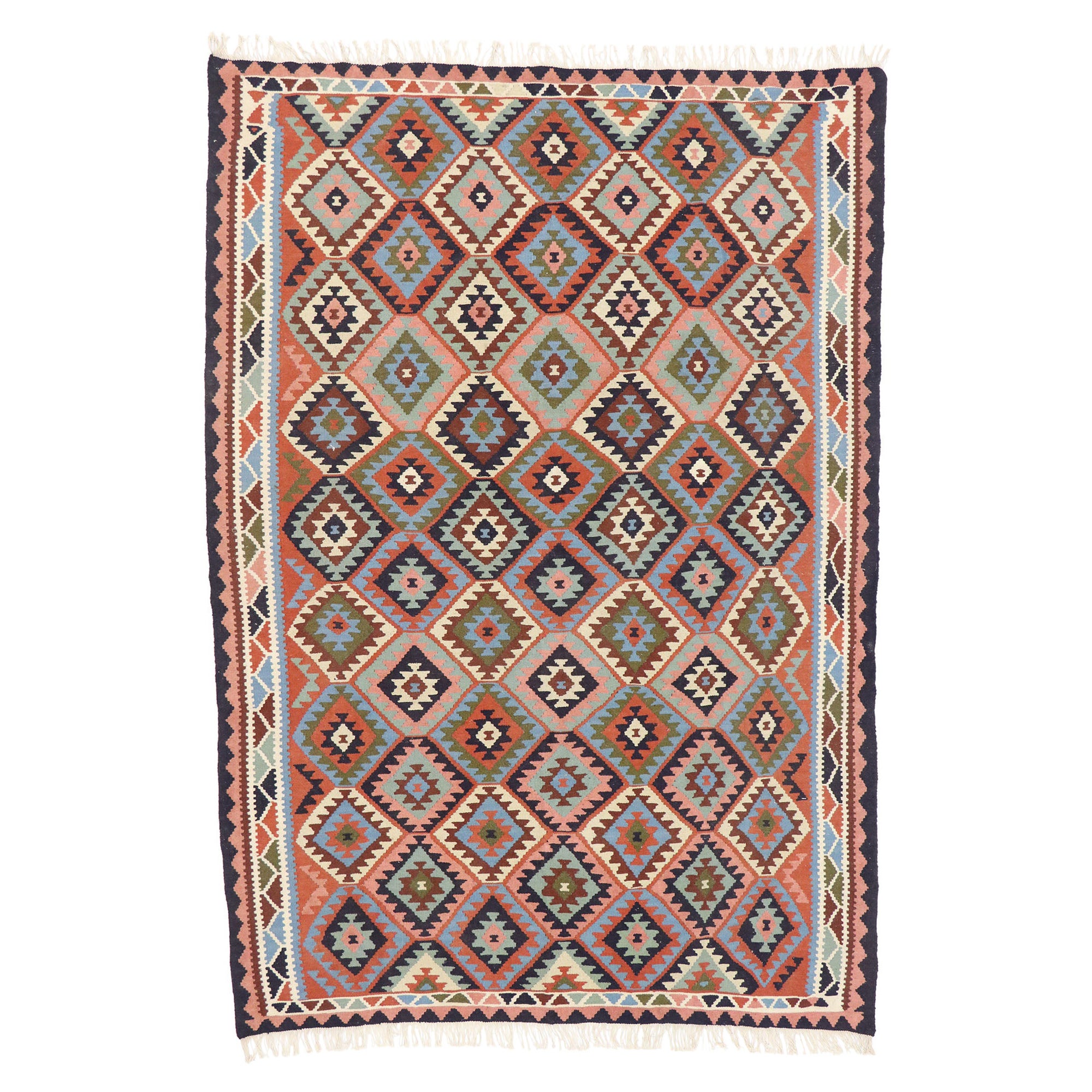 Vintage Persian Shiraz Kilim Rug with Southwestern Tribal Style