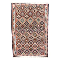 Retro Persian Shiraz Kilim Rug with Southwestern Tribal Style